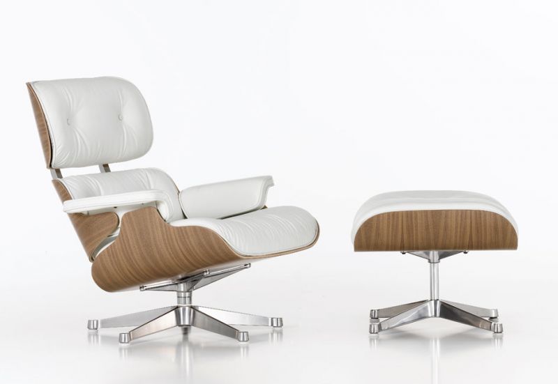 Eames Lounge Chair & Ottoman Nussbaum weiß Sessel Vitra